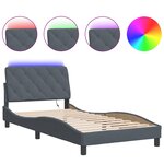 vidaXL Cadre de lit avec lumières LED gris foncé 100x200 cm velours