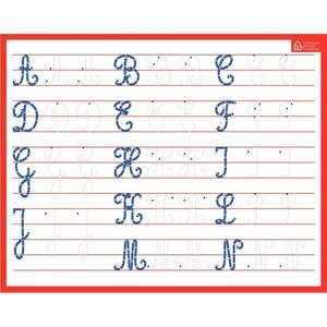 CBG Ardoise blanche effaçable à sec format 21 x 26,5cm, avec l'aphabet en majuscule cursive
