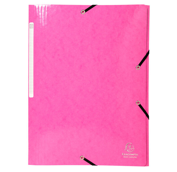 Chemise à élastique 3 Rabats IDERAMA Maxi Capacité Carte 600g pelliculée Rose EXACOMPTA