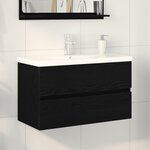 Meuble sous lavabo vidaXL avec vasque intégrée Chêne noir Bois d'ingénierie