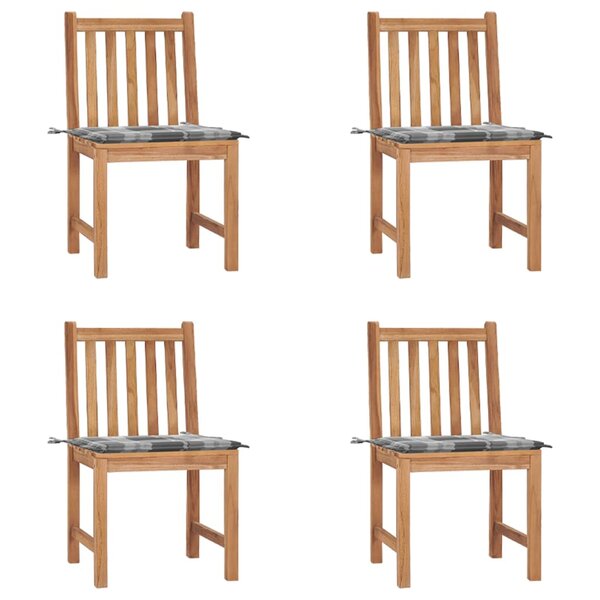 vidaXL Chaises de jardin lot de 4 avec coussins Bois de teck massif