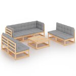 vidaXL Salon de jardin 8 Pièces avec coussins Bois de pin massif