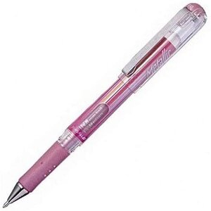 Roller encre gel métallique Hybrid Gel Grip DX Rose x 12 PENTEL