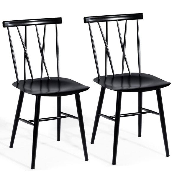 Lot de 2 chaises de salle à manger en métal lot de 2 chaises de cuisine modernes avec haut dossier et siège incurvé embouts antidérapants noir 20_0004892