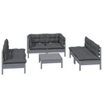 Salon de jardin meuble d'extérieur ensemble de mobilier 7 pièces avec coussins bois de pin massif 02_0017112