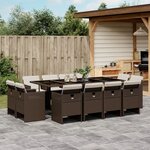 vidaXL Ensemble à manger de jardin avec coussins 13 Pièces marron rotin
