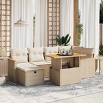 vidaXL Salon de jardin avec coussins 7 Pièces beige résine tressée
