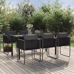 vidaXL Ensemble à manger de jardin 7 Pièces Noir