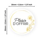 500 étiquettes Plaisir d'Offir Rondes Autocollantes en rouleau - Ø 35 mm - Plaisir d'Offrir - 1 rouleau de 500 Stickers pour fleuriste  entrepreneurs  smallbusiness.