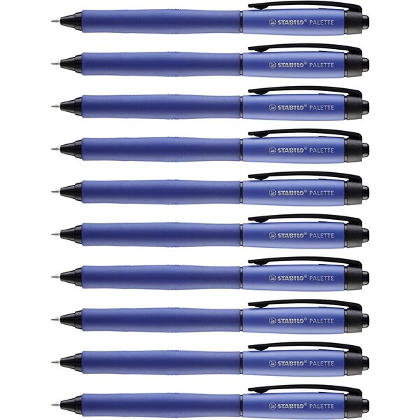 Stylo roller Palette encre gel pointe moyenne bleu x 10 STABILO
