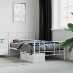 vidaXL Cadre de lit métal sans matelas avec pied de lit blanc 75x190cm