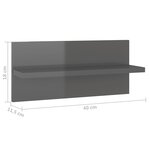 vidaXL Étagères murales 2 Pièces Gris brillant 40x11 5x18 cm