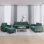 vidaXL Ensemble de canapés 4 Pièces vert foncé velours