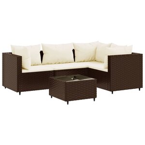 vidaXL Salon de jardin 5 Pièces avec coussins Marron Résine tressée