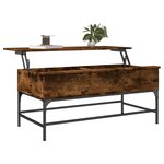 vidaXL Table basse chêne fumé 100x50x45 cm bois d'ingénierie et métal
