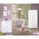 Commode à langer 3 tiroirs - Boutons coeur rose