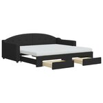 vidaXL Lit de jour avec gigogne et tiroirs noir 90x190 cm tissu