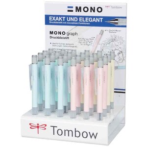 Présentoir de 24 portes-mine 'MONO graph' couleurs pastel TOMBOW
