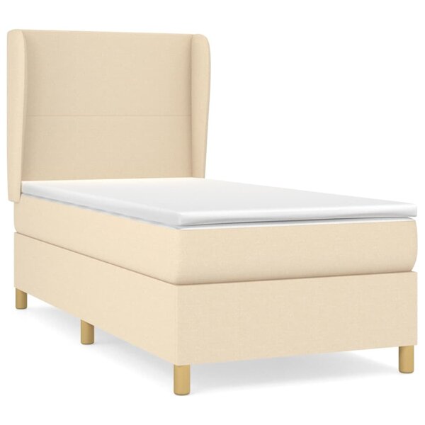 vidaXL Sommier à lattes de lit avec matelas Crème 100x200 cm Tissu