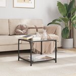 vidaXL Table basse avec dessus en verre noir 50x50x40 cm acier