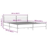 vidaXL Cadre de lit chêne fumé 200x200 cm bois d'ingénierie et métal