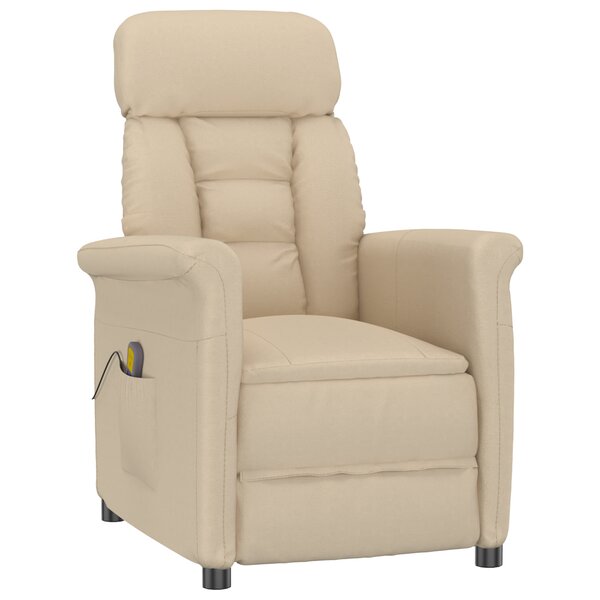 Fauteuil de massage vidaXL en microfibre crème