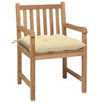 vidaXL Chaises de jardin 2 Pièces avec coussins blanc crème Bois de teck