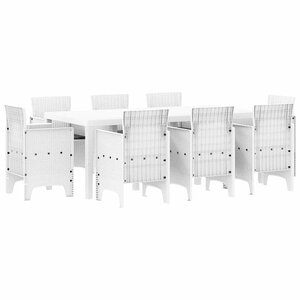 vidaXL Ensemble de salle à manger pour jardin 9 Pièces Blanc Rattan Polt