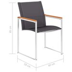 vidaXL Chaises de jardin 4 Pièces Textilène et acier inoxydable Gris