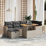 vidaXL Salon de jardin avec coussins 7 Pièces gris résine tressée