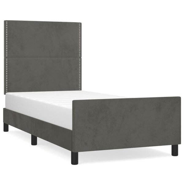 vidaXL Cadre de lit avec tête de lit Gris foncé 90x190 cm Velours
