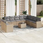 vidaXL Salon de jardin 11 Pièces avec coussins beige résine tressée