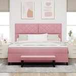 vidaXL Lit Box Spring avec Matelas et Banc Rose 180x200 cm Velours