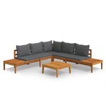 vidaXL Salon de jardin 4 Pièces avec coussins gris foncé Bois d'acacia