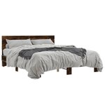 vidaXL Cadre de lit chêne fumé 160x200 cm bois d'ingénierie et métal