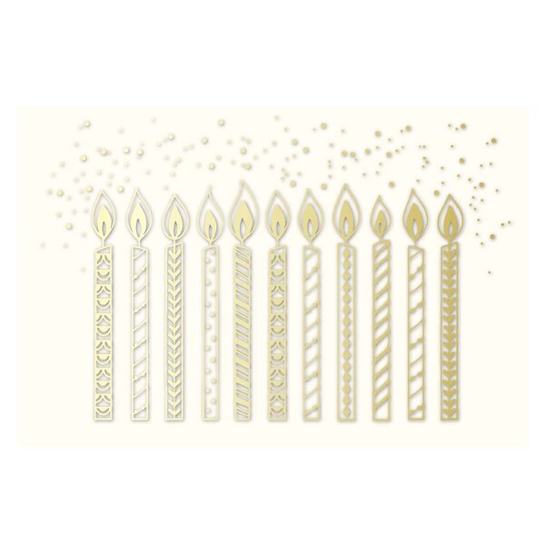 Carte Anniversaire Motifs Bougies - Or - Draeger paris