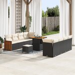 Ensemble de Sofa de Jardin vidaXL 11 pièces avec Coussins Noir Rattan Poly Acacia