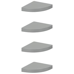 vidaXL Étagères d'angle flottantes 4 Pièces gris brillant 25x25x3 8cm MDF