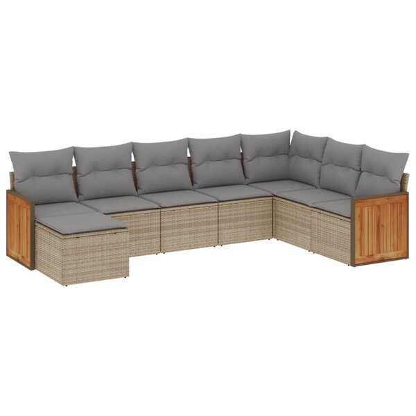 vidaXL Salon de jardin avec coussins 8 Pièces beige résine tressée