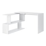 Bureau gigogne design avec partie étagère bureau de coin extension panneau de particules mélaminé 77 x 120 x 50 cm blanc 03_0004707