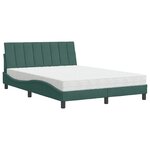 vidaXL Lit avec matelas vert foncé 140x200 cm velours