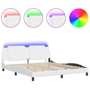 vidaXL Cadre de lit avec lumières LED noir 180x200 cm similicuir