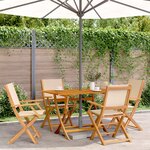 vidaXL Chaises de jardin pliantes lot de 4 beige tissu et bois massif