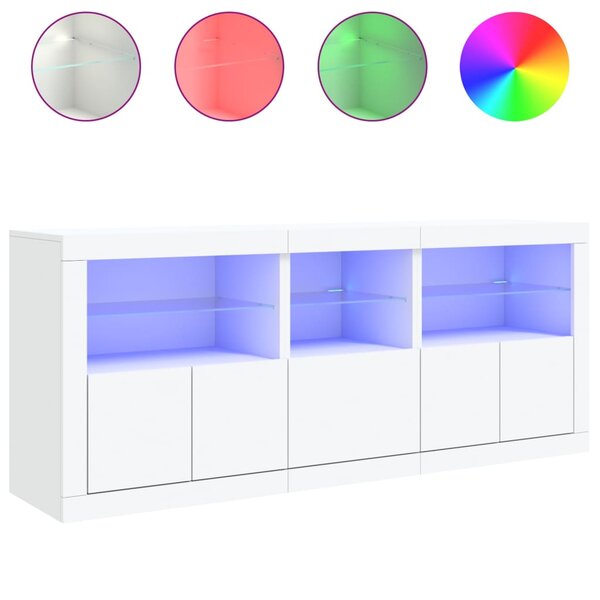 vidaXL Buffet avec lumières LED blanc 162x37x67 cm