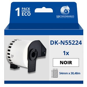 Brother DKN55224 - Étiquettes génériques non adhésives au format personnalisé - Largeur 54 mm x 30 48 mètres - Texte noir sur fond blanc