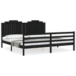 vidaXL Cadre de lit avec tête de lit noir 200x200 cm bois massif