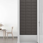 vidaXL Panneaux muraux 12 Pièces Gris foncé 30x15 cm Tissu 0 54 m²