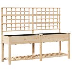Jardinière avec treillis et étagère vidaXL 203x53x152 cm en bois massif de sapin