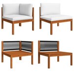 vidaXL Salon de jardin 7 Pièces avec coussins Crème Bois d'acacia solide