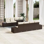 vidaXL Ensemble de canapés de jardin 7 pièces avec coussins Marron en poly rotin